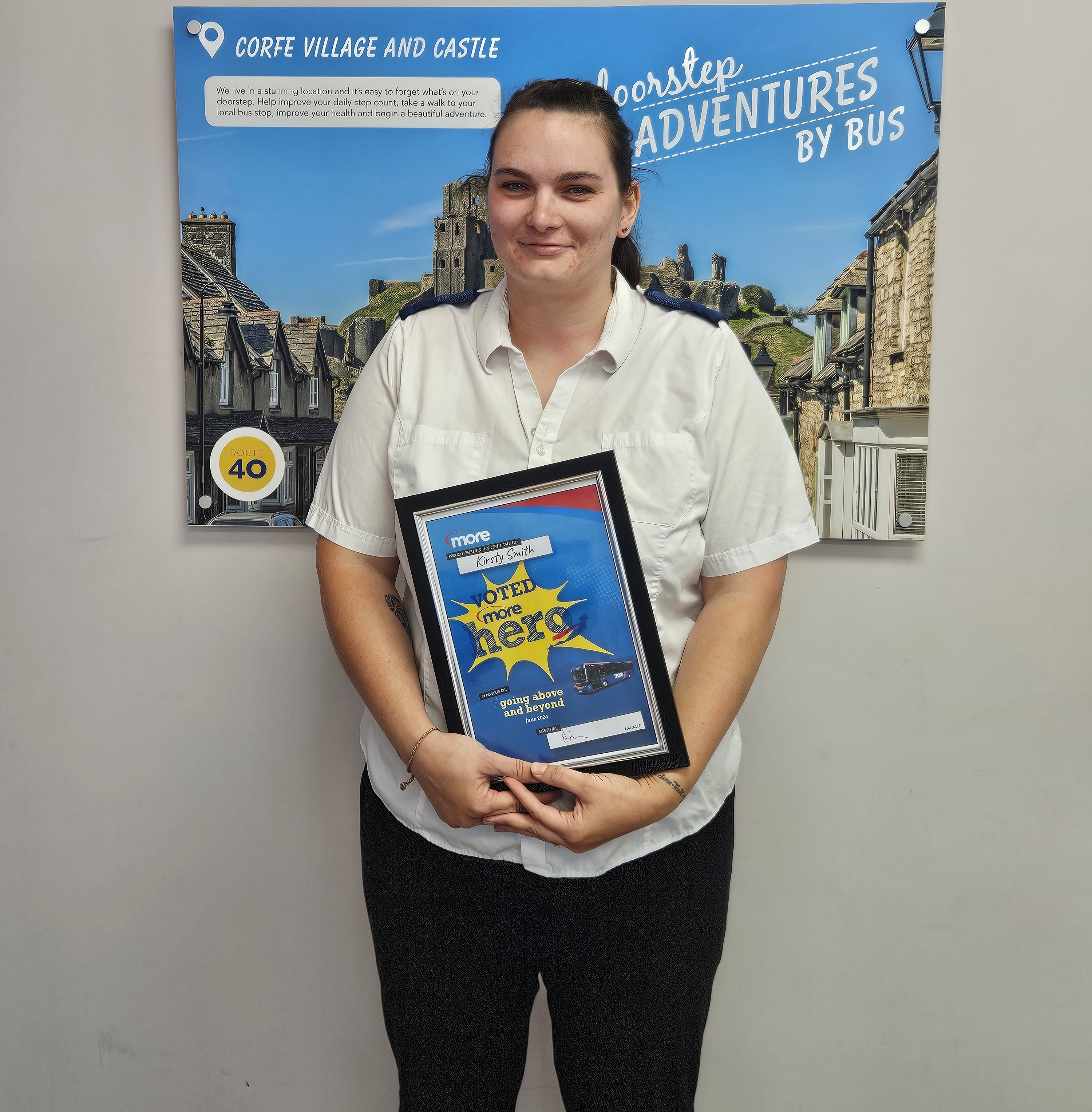 Kirsty with her more hero certificate