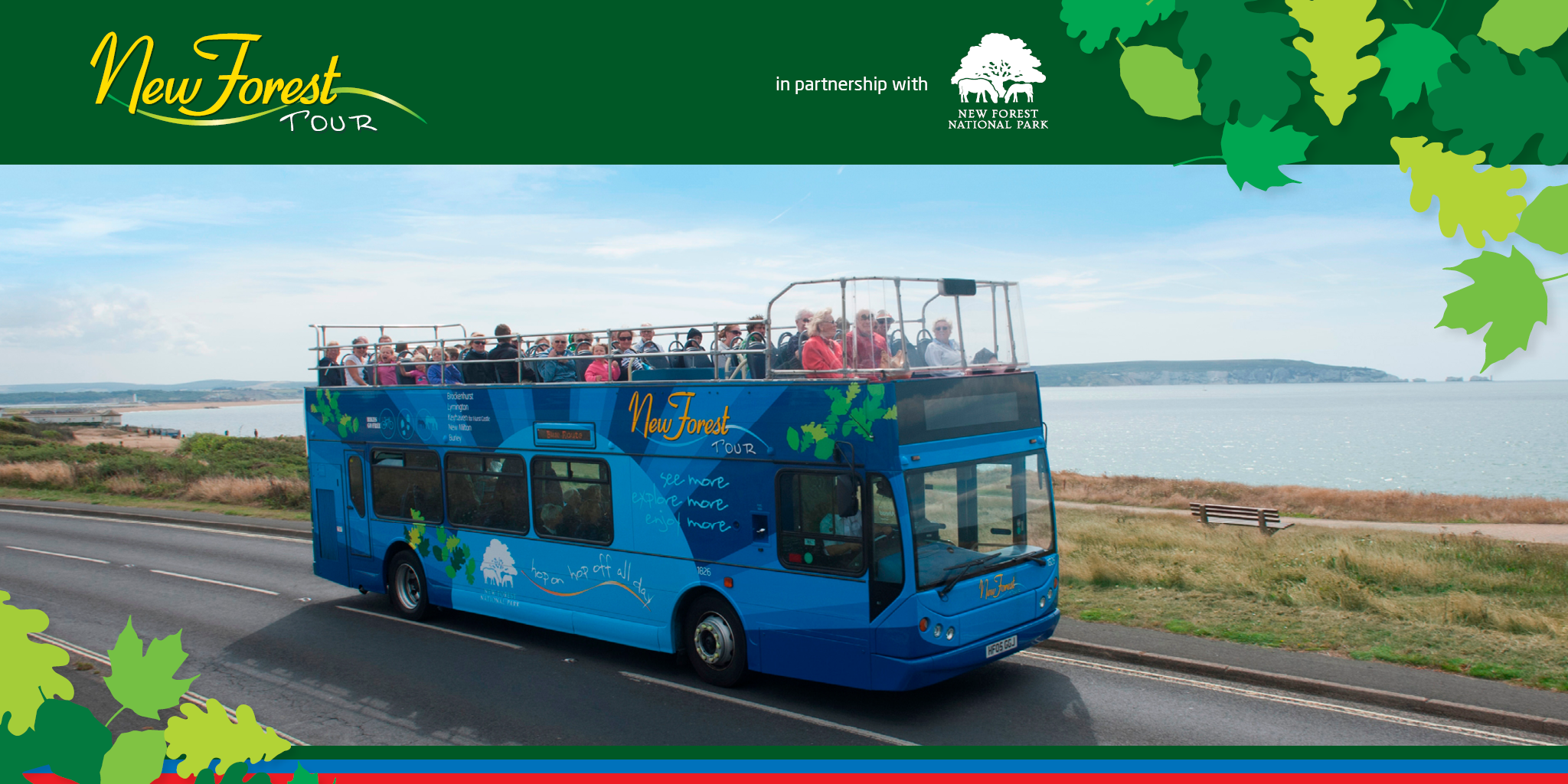 Picture of Blue route bus by the sea
