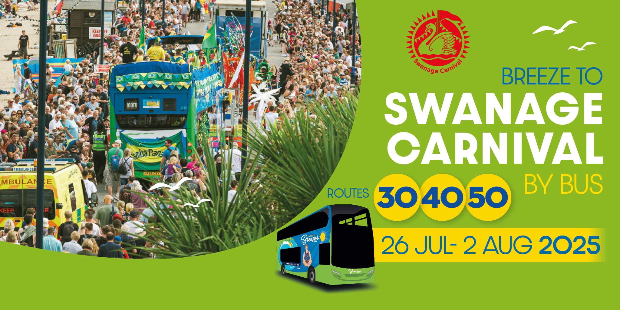 Breeze to Swanage Carnival by bus