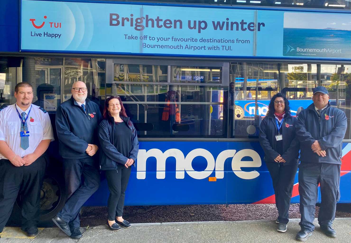 Morebus staff wearing poppies with pride