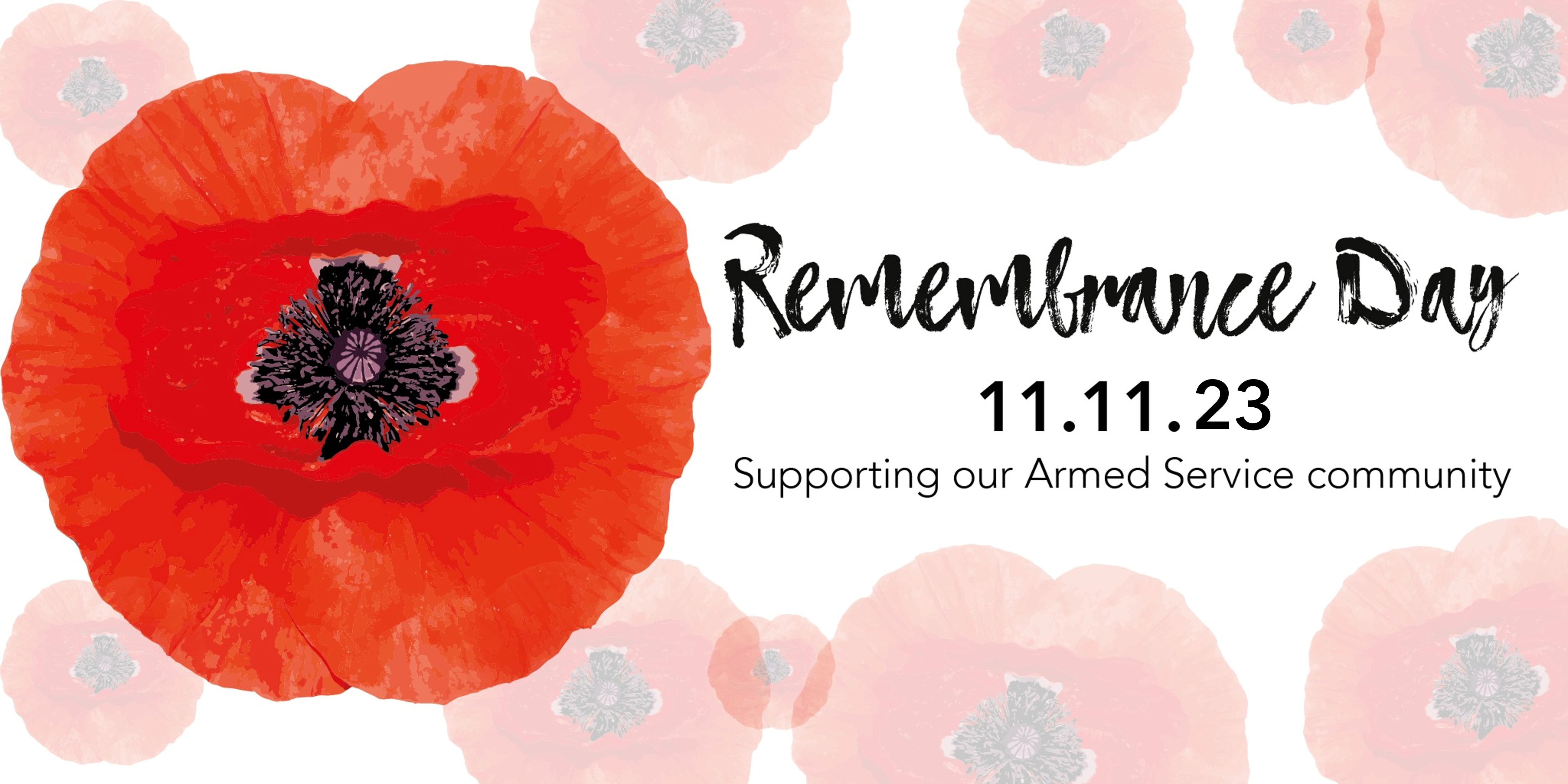 Remembrance Day 11.11.23 image with poppies