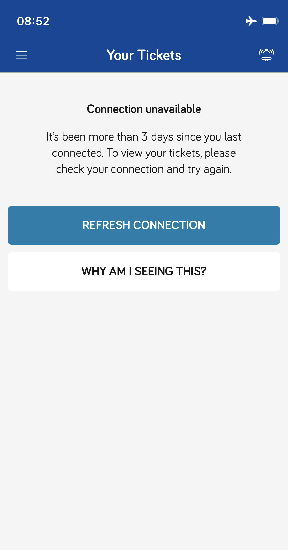 morebus app connection error page