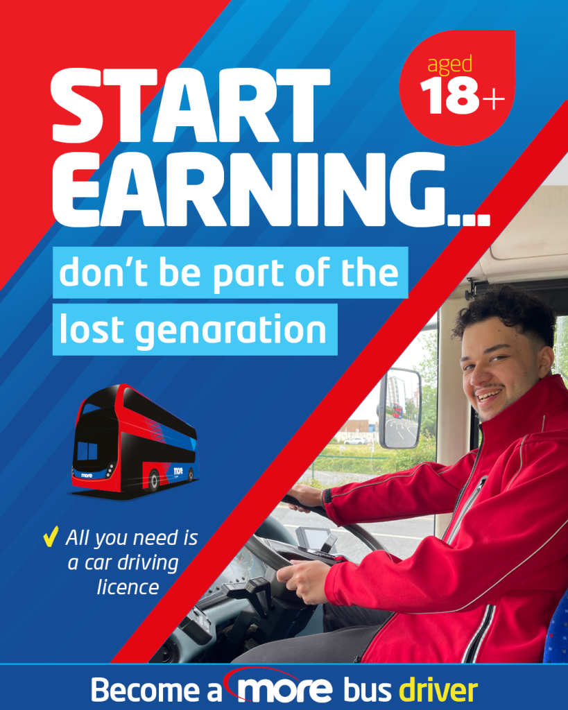 young man driving a bus