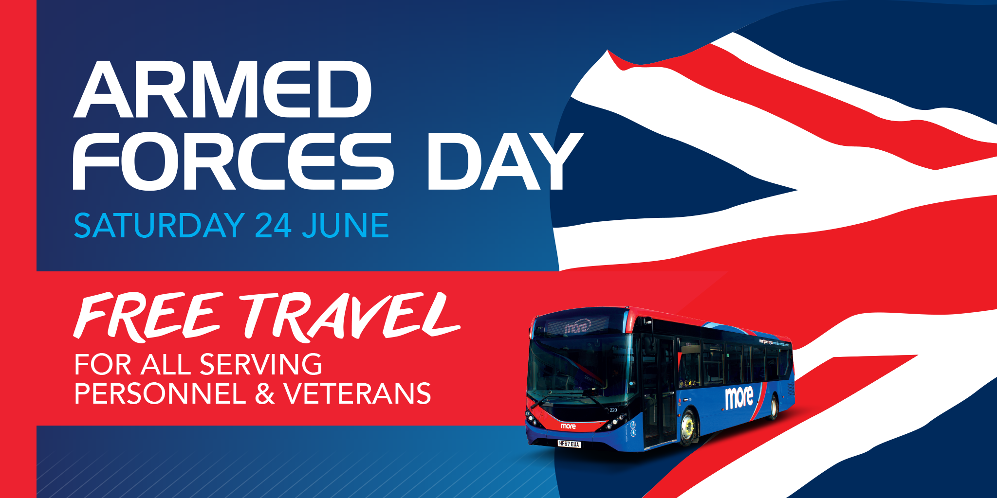 Armed forces day free travel bus with union jack image