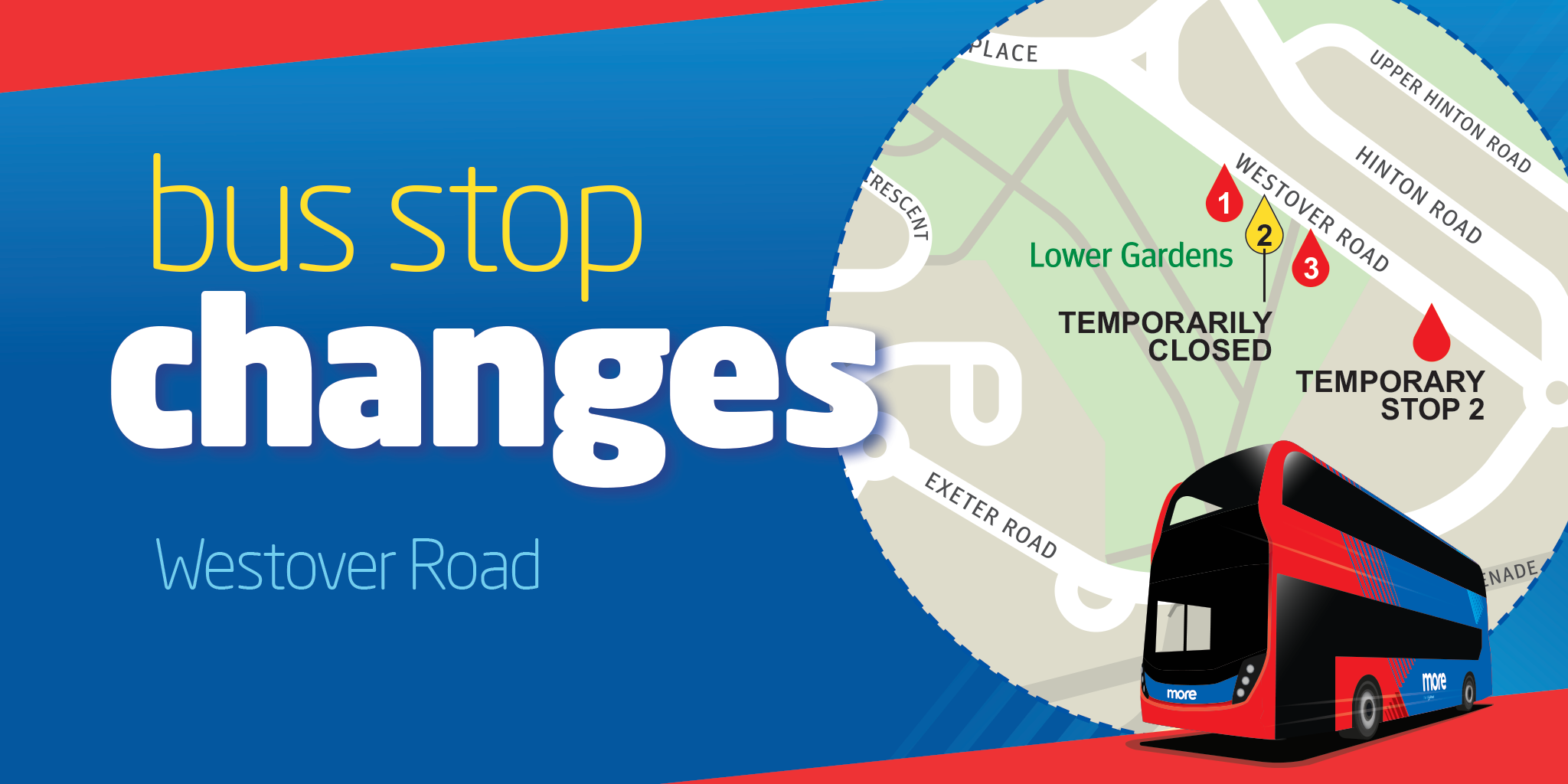bus stop changes Westover Road image with a map showing bus stop location