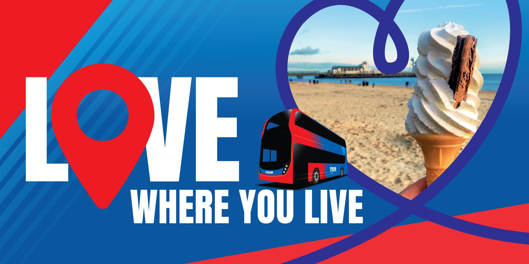 Love Where You Live image with an ice cream in front of the beach