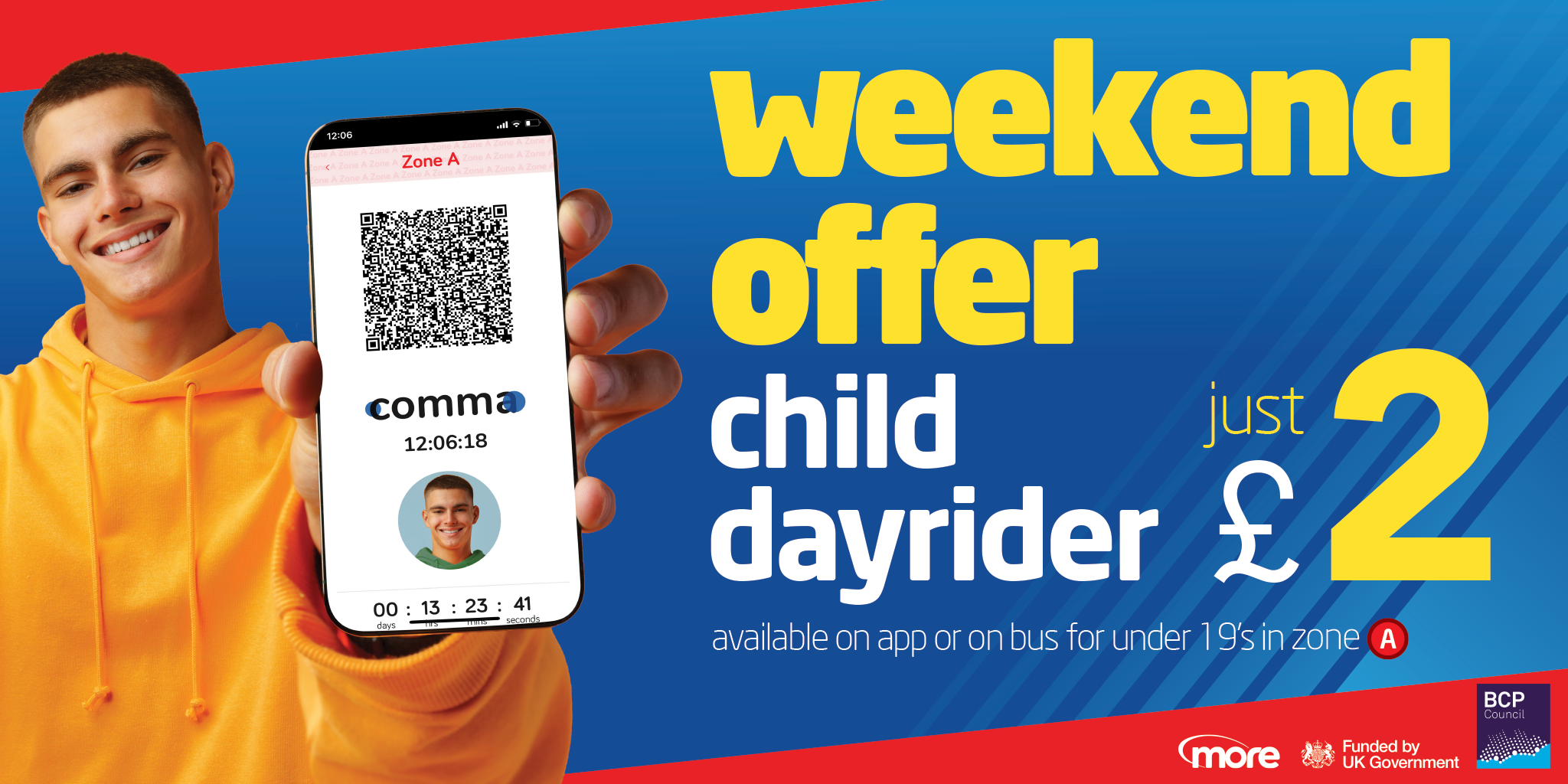 teenager with a phone bus ticket