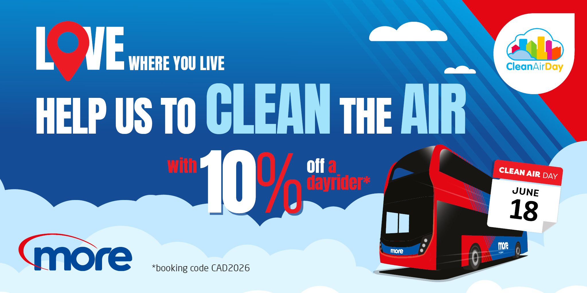 Love where you live help us to clean the air 10% off dayriders