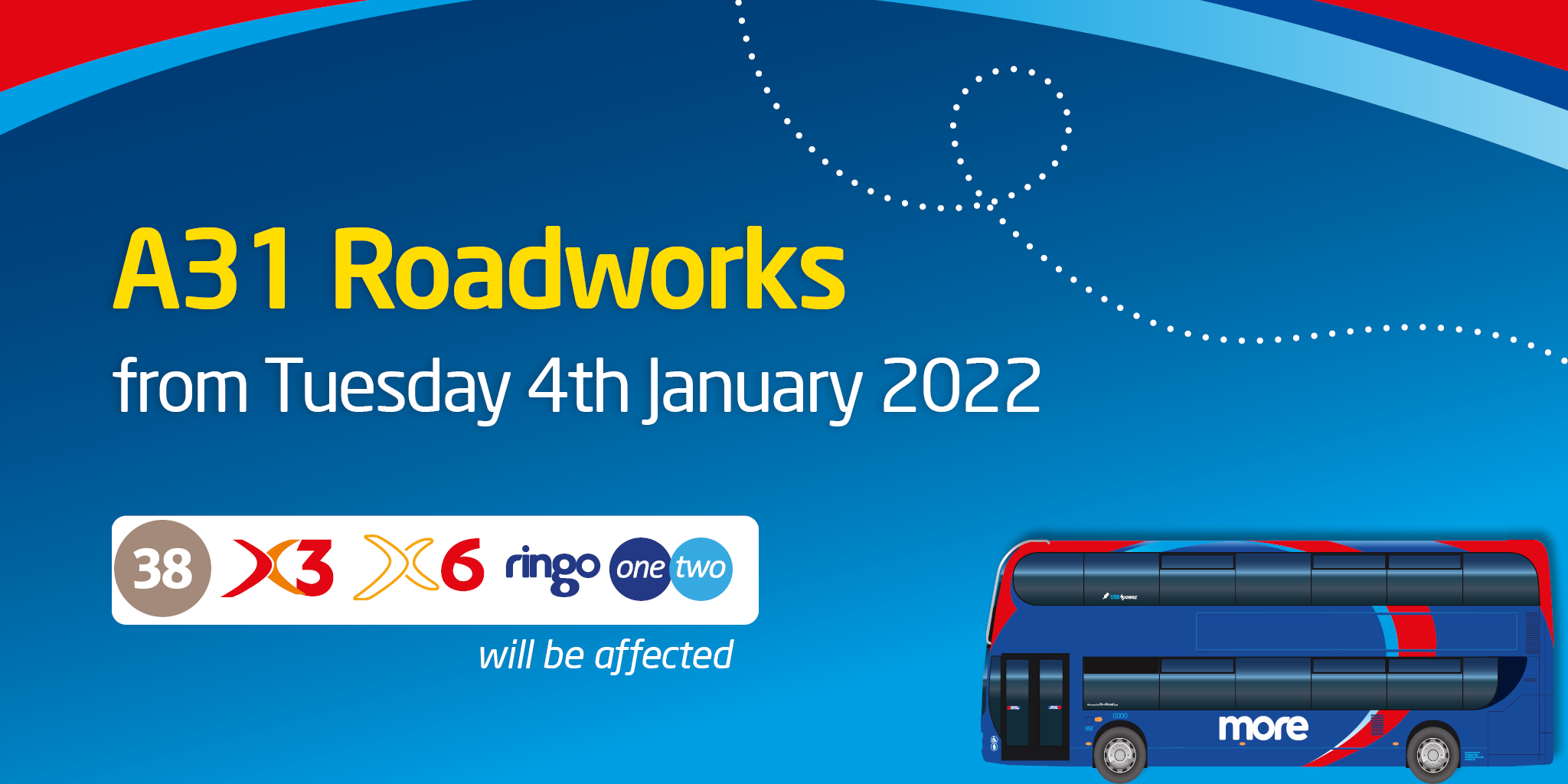 a31 roadworks from tuesday 4th january