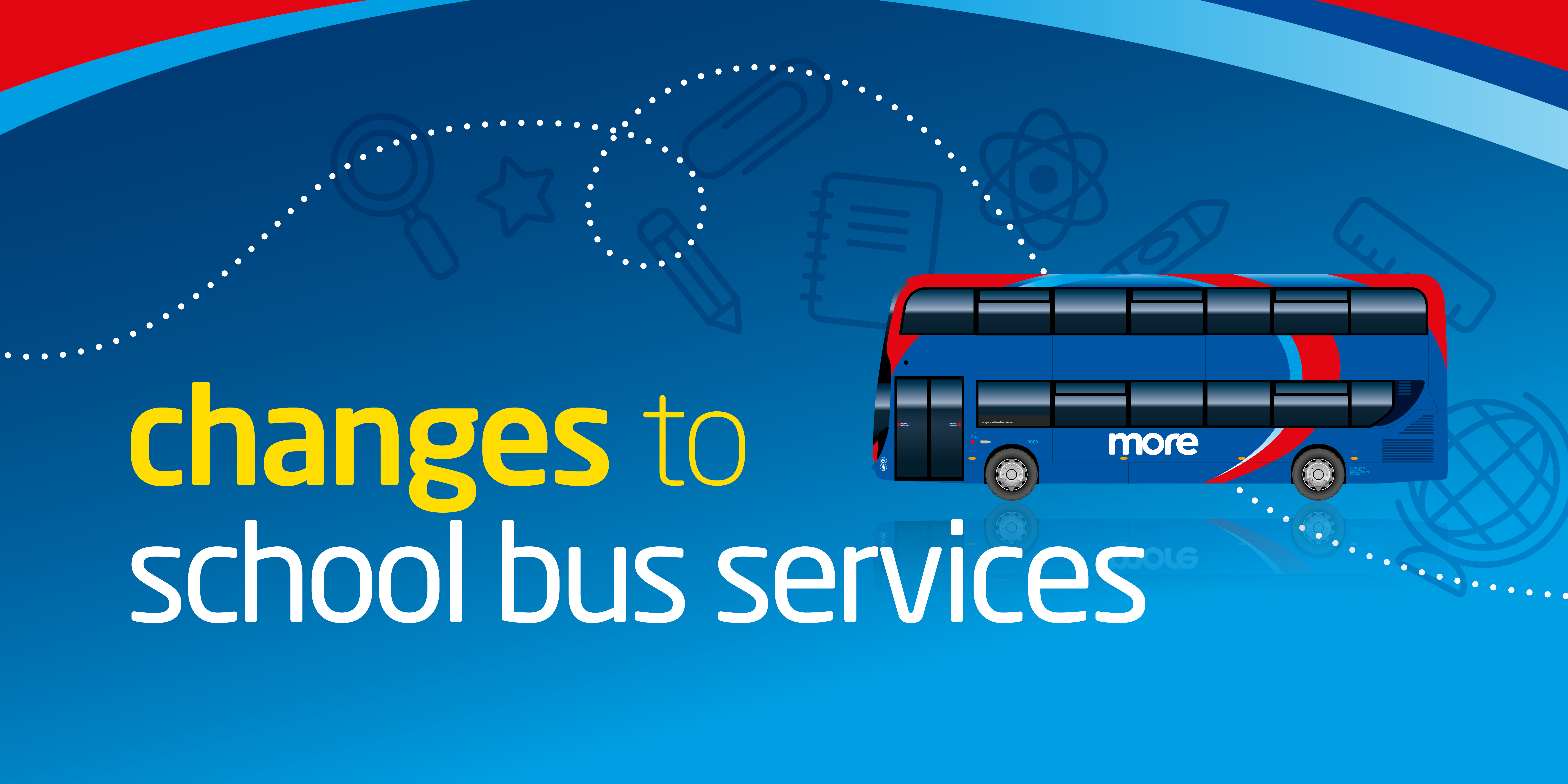 A promotional image for changes to school bus services