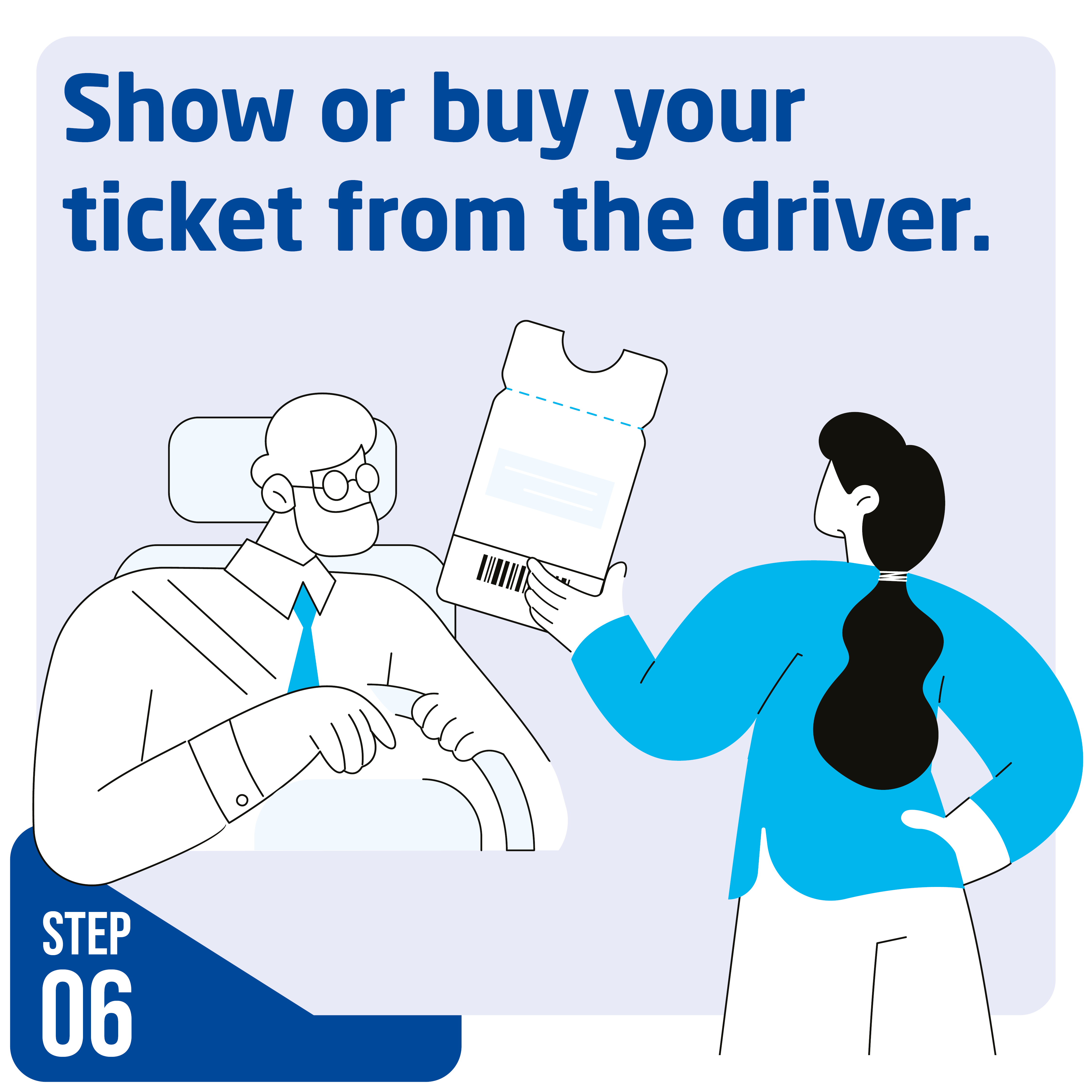 image of someone showing their bus ticket to the driver