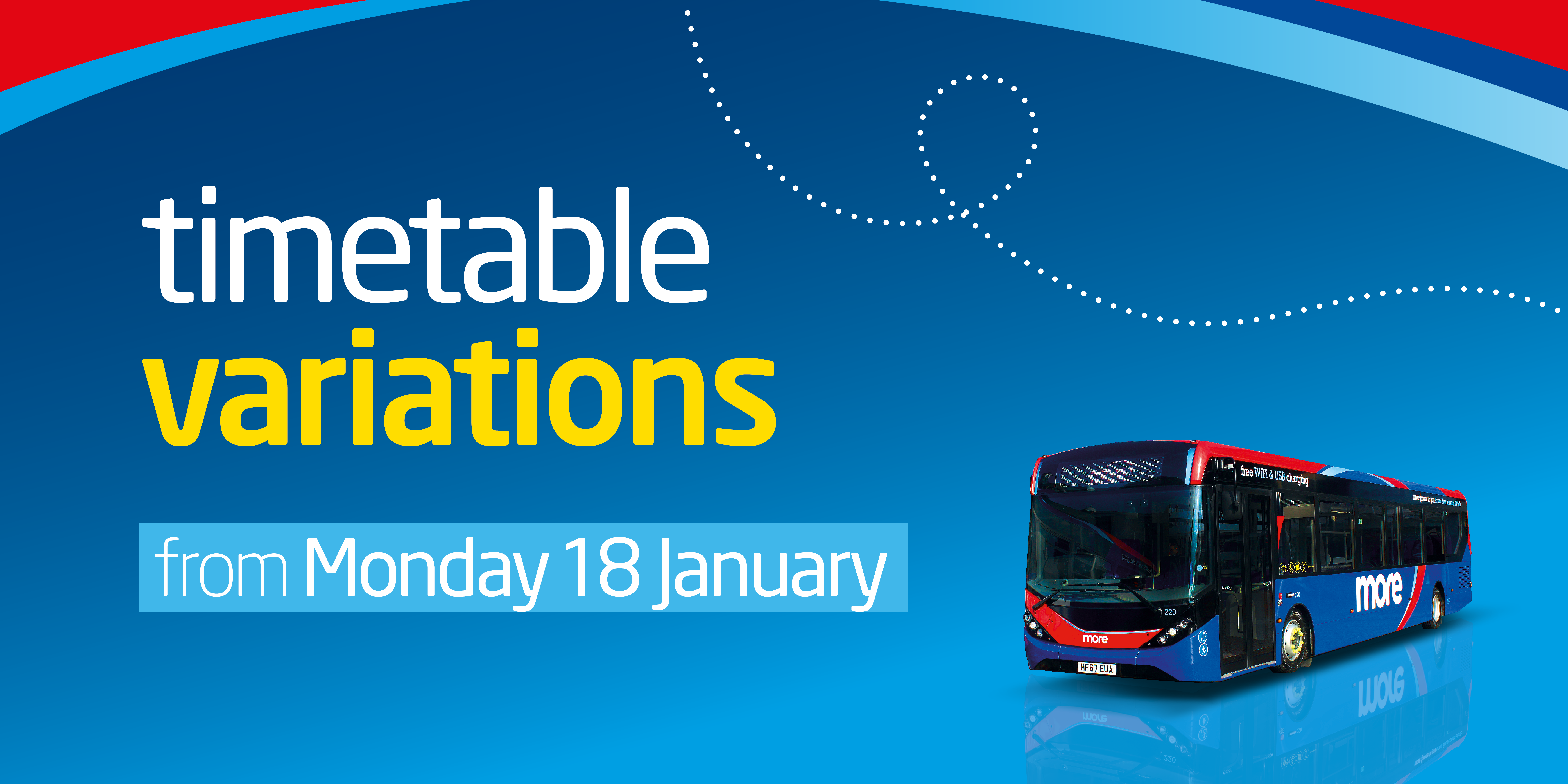 variations to timetables from monday 18th january morebus